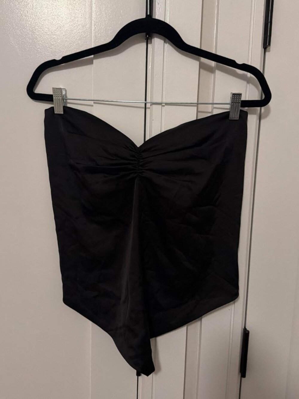Forever 21 black satin strapless scarf top